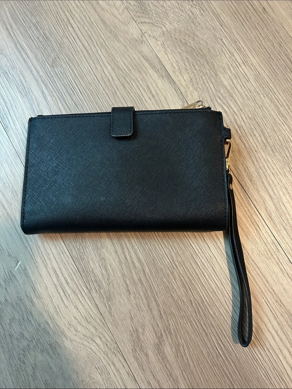 Michael Kors Jet Set Travel Double Zip Wristlet Leather Phone Case Wallet Black